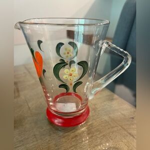 Johansfors Sweden Blown Glass Small Pitcher Rosemaling Hand Painted